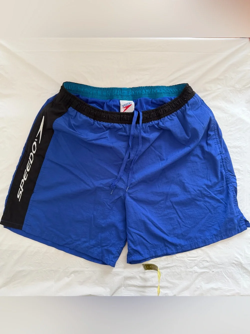 Vintage 90s Speedo Side Logo Swim Trunks Blue Teal Large